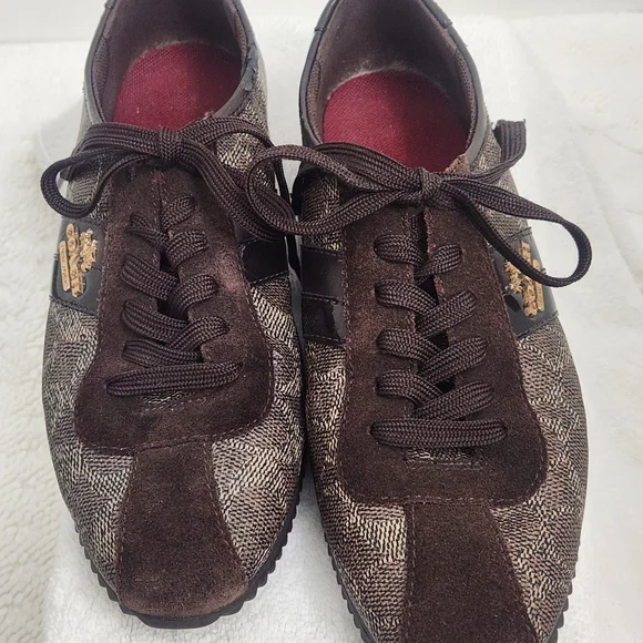 Coach Women's Dark Brown Patterned Sneakers - Picture 2 of 4